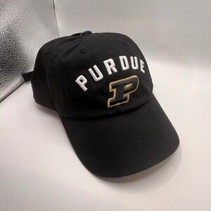 Purdue Boilermakers Black Baseball Cap Embroidered P Logo Adjustable Strap